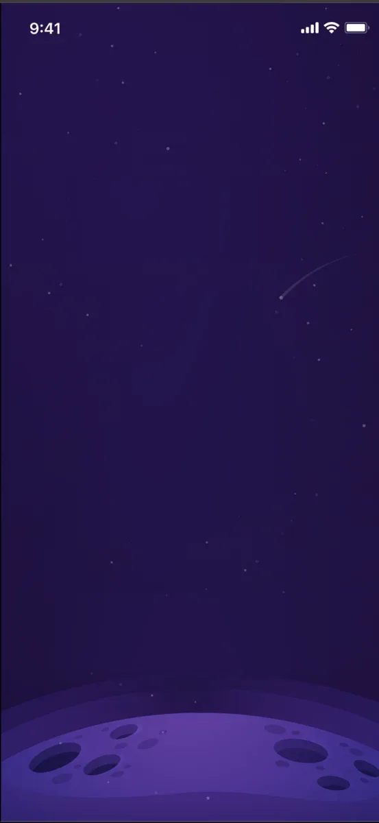 Curiosity App goal-setting screen with the astronaut cat flying into place and the mission button appearing