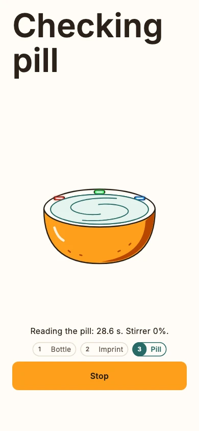 Peel app moving from Checking pill to Scan complete with its original animations