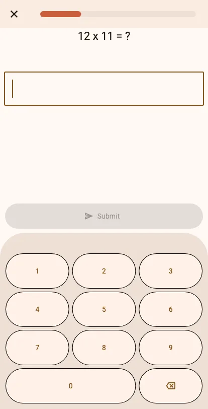 Precisely Math entering and submitting the correct answer to a multiplication problem