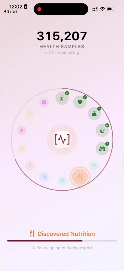 StudySync app syncing HealthKit data with animated health categories